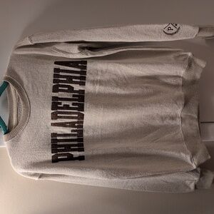 New York Popular Cream Crewneck Sweater with "Philadelphia" Print NWT